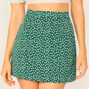 Green Ditsy Floral Skirt